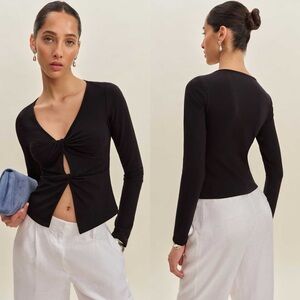 REFORMATION Silas Knit Black Long Sleeve S